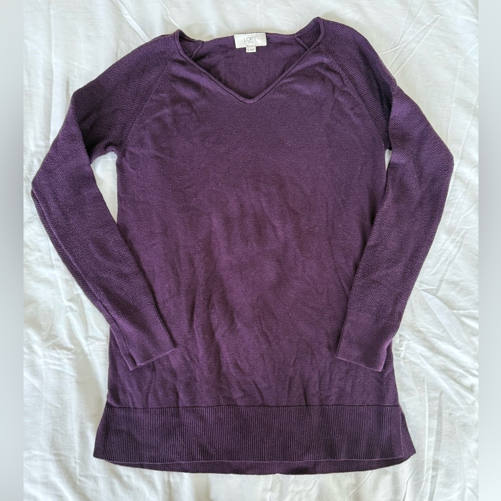 LOFT Eggplant V-neck sweater